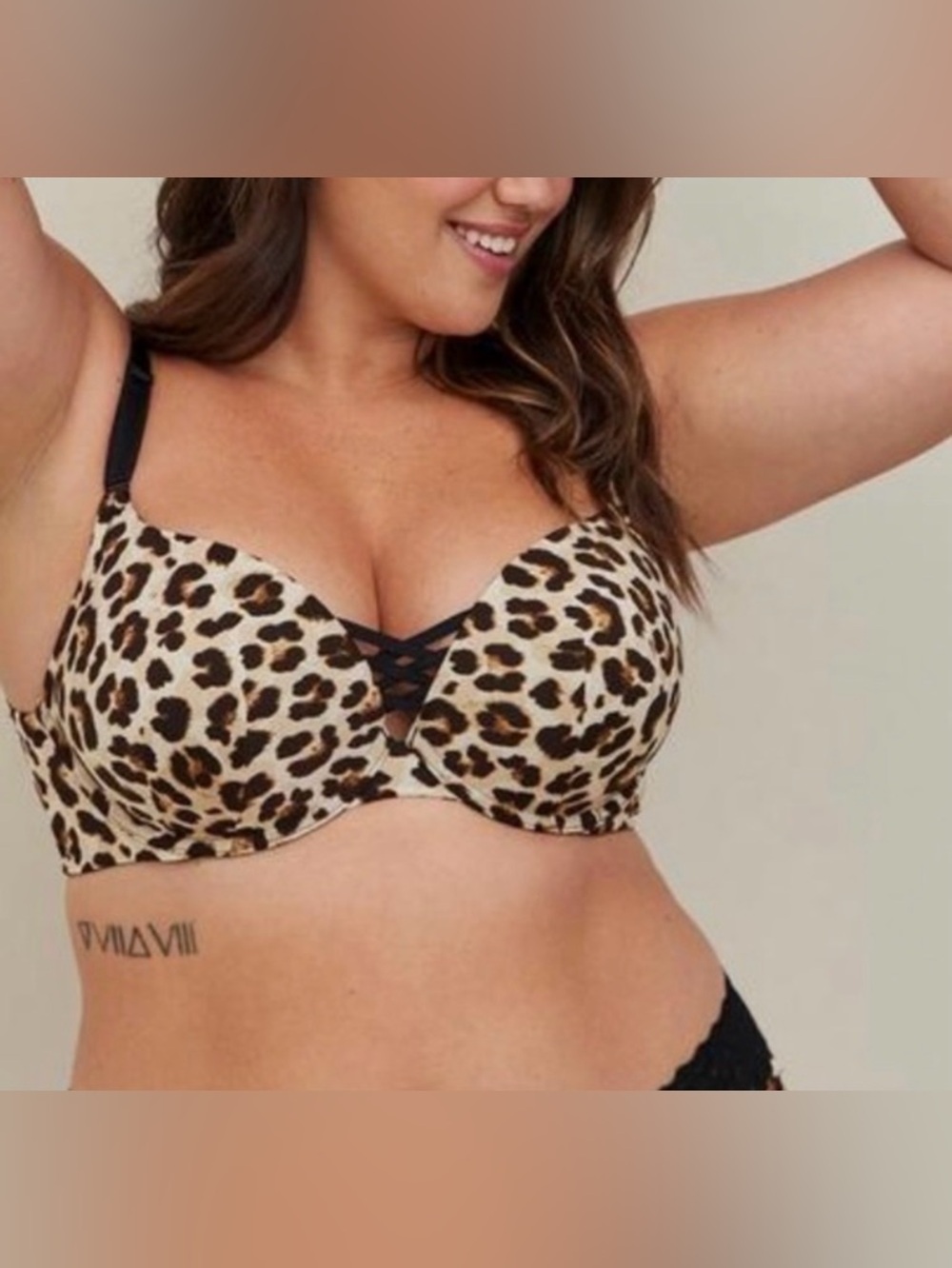 Torrid Curve 360° Back Smoothing Push-Up Plunge Bra 40D Leopard